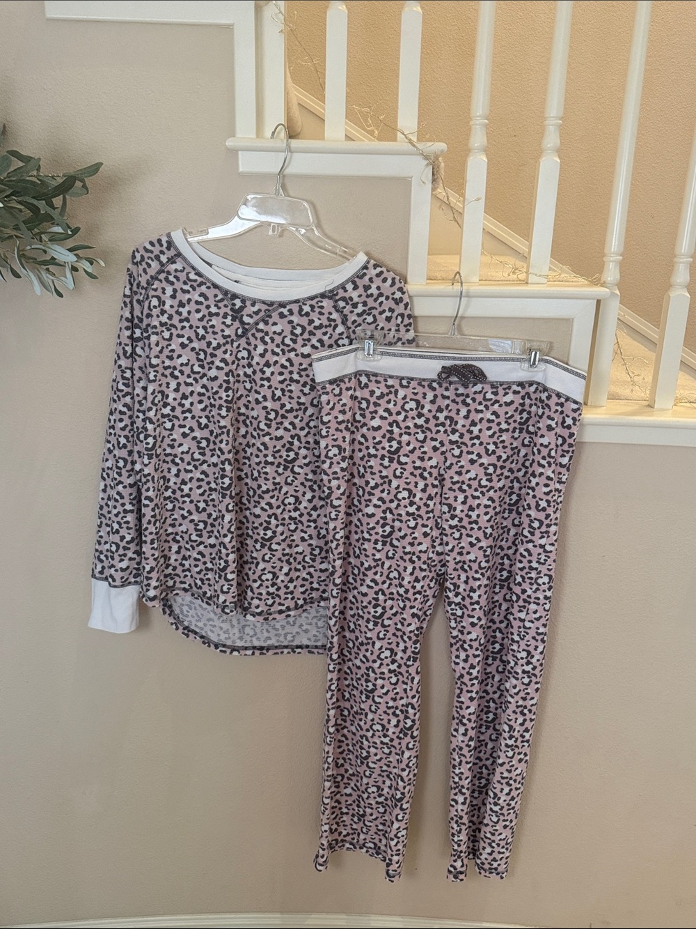 P.J. Salvage Vintage Velour Pink Leopard-Print Women’s Pajama Set